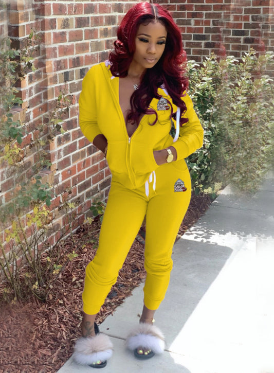 Women’s Zipper Sweatsuit - Yellow