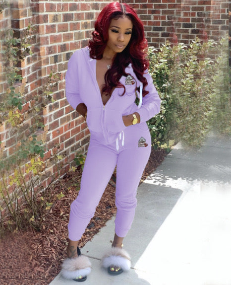 Women’s Zipper Sweatsuit - Purple