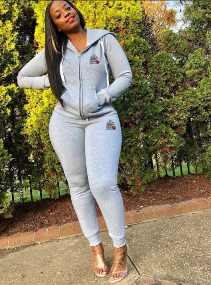 Women’s Zipper Sweatsuit - Grey